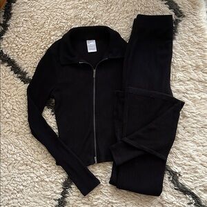 No Boundaries Black Ribbed Jumpsuit Set